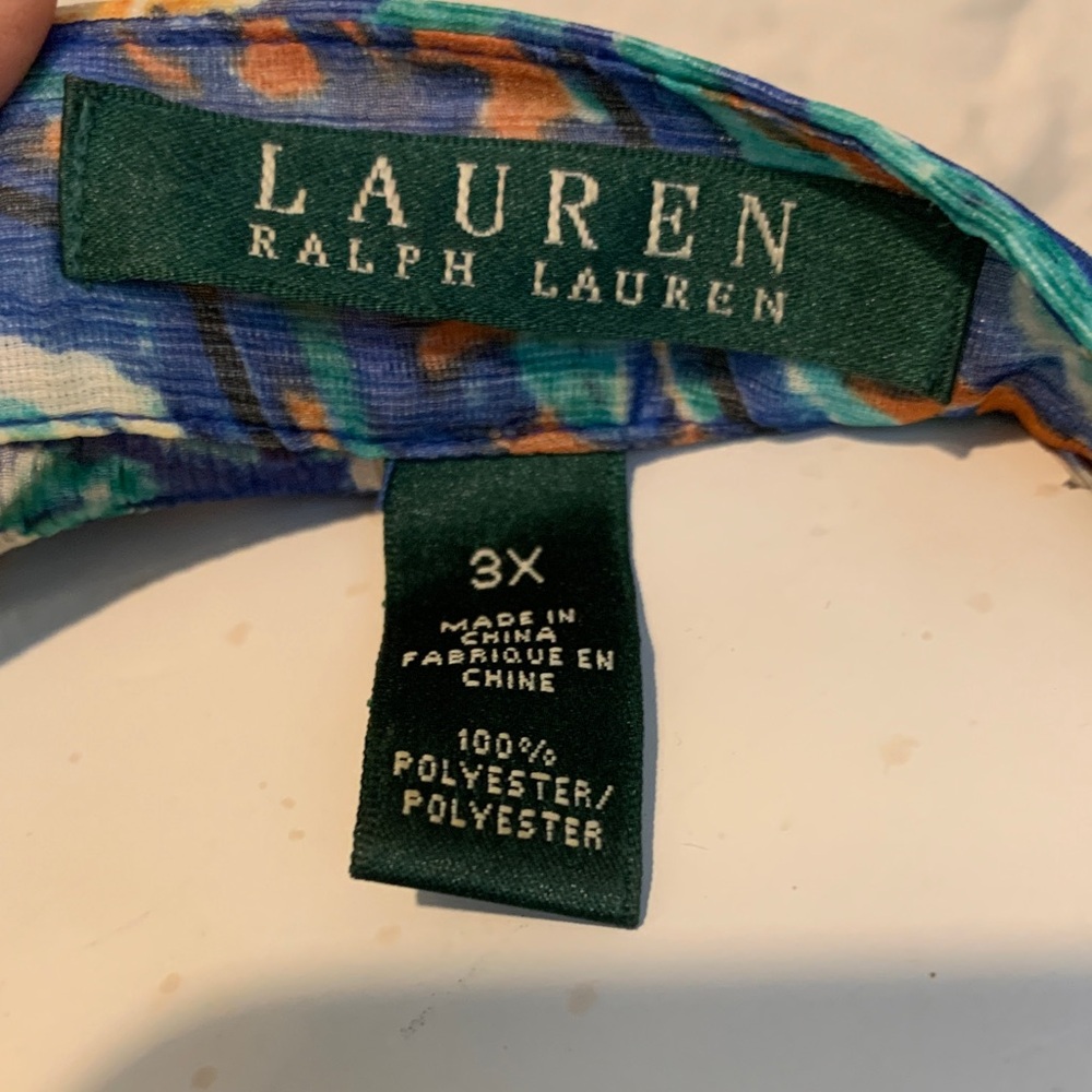 Ralph Lauren Blue and Aqua Paisley Sheer Tunic - Picture 2 of 12